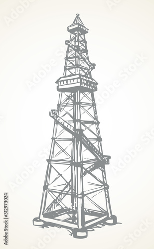 Oil derrick mine. Vector drawing