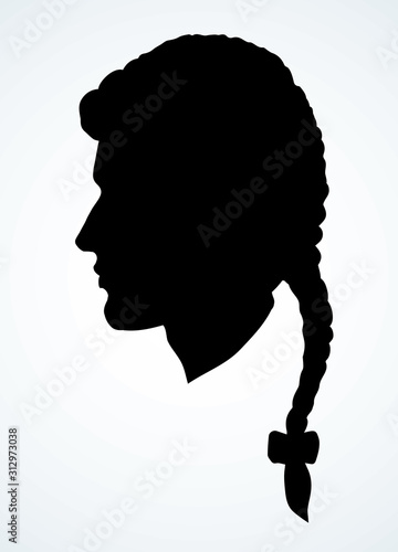 Vintage french wig. Vector drawing