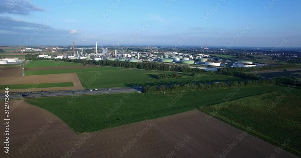 Aerial shot of Gunvor Refinery east of Ingolstadt with Autobahn A9, Bavaria, Germany. Aerial shot of Gunvor Refinery east of Ingolstadt with Autobahn A9, Bavaria, Germany.