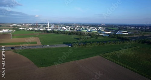 Aerial shot of Gunvor Refinery east of Ingolstadt with Autobahn A9, Bavaria, Germany. photo