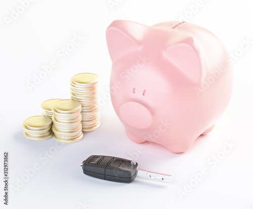 Pink piggy bank, savings co...