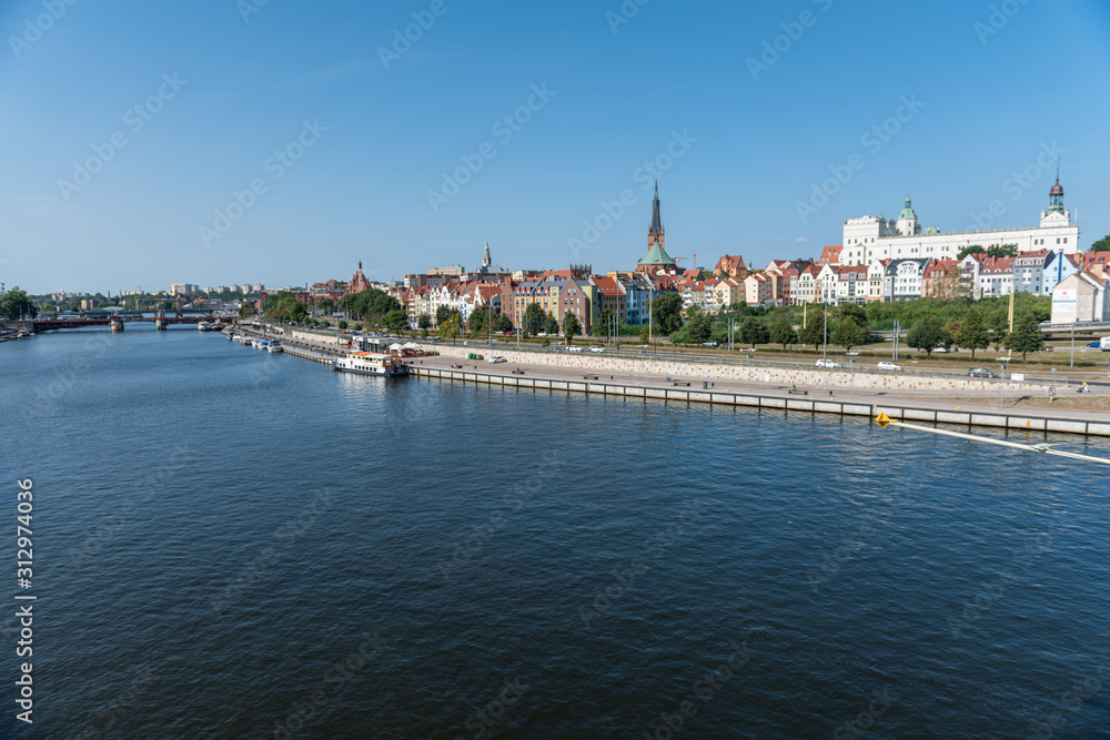 Left bank of the Oder river in Szczecin