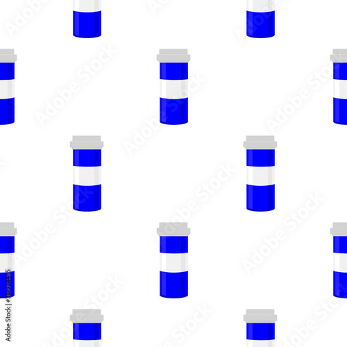 Illustration on theme big colored set different types of pills inside close jar