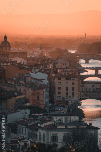 Sunset Italian Buildings in Florence Italy