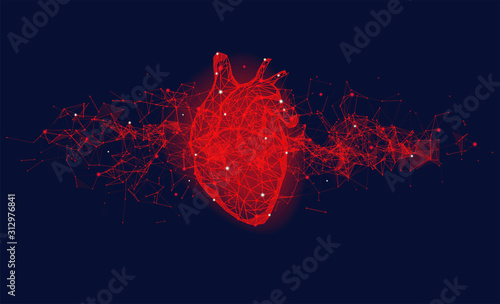 Fotografia Futuristic medical concept with red human heart