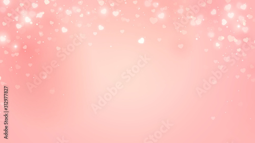 Pink heart-shaped bokeh background for Valentine's day  © Amimy