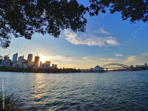 Downtown Sydney skyline in Australia at twilight
