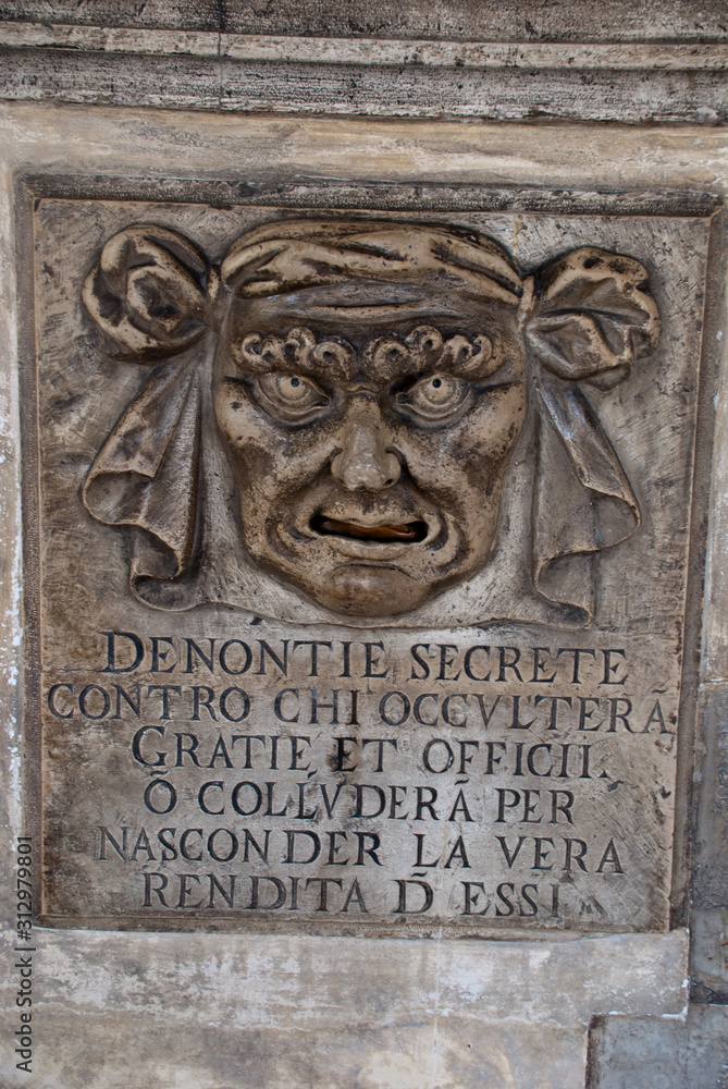 Venice, Italy: Secret denunciation letter box inside the Doge's palace