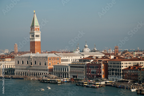 Venice, Italy: aerial view from Giudecca Canal to the Piazza San Marco with Campanile and Doge's Palace © Olaf