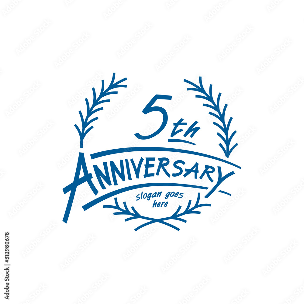 5 years design template. Fifth years logo. Vector and illustration. 