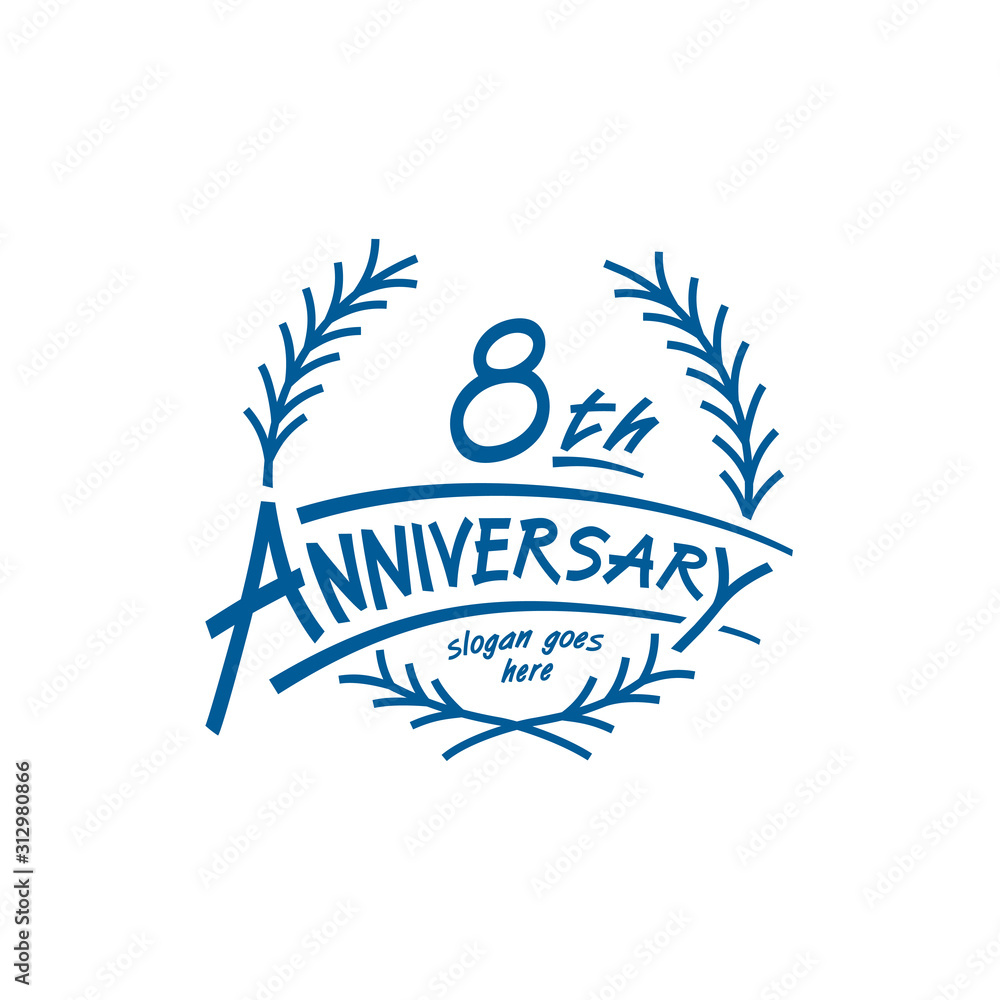 8 years design template. Eighth years logo. Vector and illustration. 