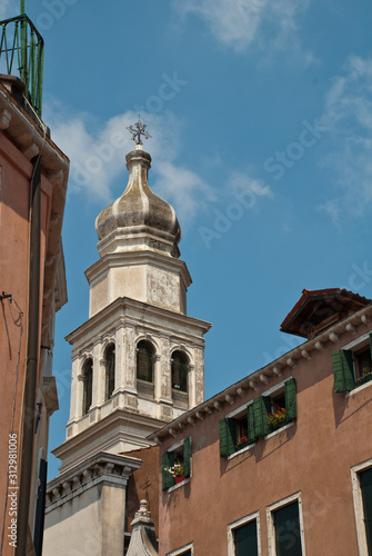 Venice, Italy: Tower of church Sant'Antonin, a church in the sestiere (district) of Castello