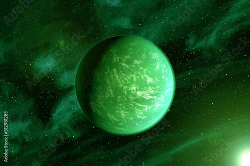 Green exoplanet in deep space. Elements of this image furnished by NASA © Artsiom P