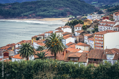 Aerial view on Llastres village located in Asturias region of Spain photo