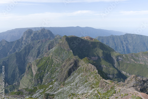 Landscape of madeira island trekking path between pico do arieiro and ruivo