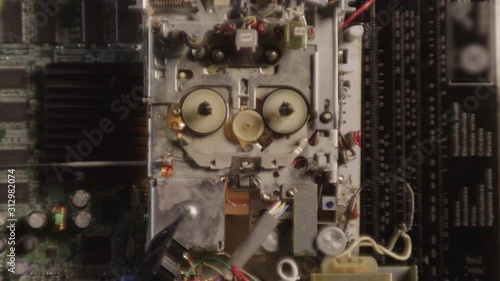 Inside radio cassette making sparks