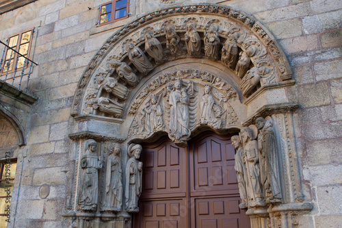 Facade of San Xerome College, romanesque work in Santiago de Compostela. Galicia. Spain photo