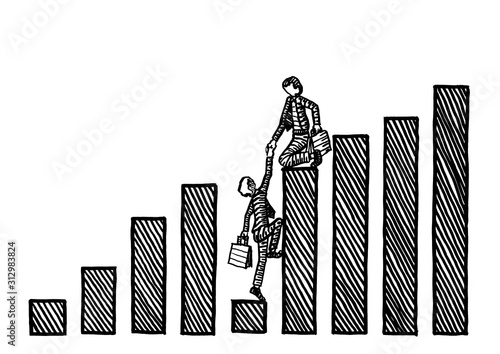 Drawn Manager Pulling Executive Out Of Trough