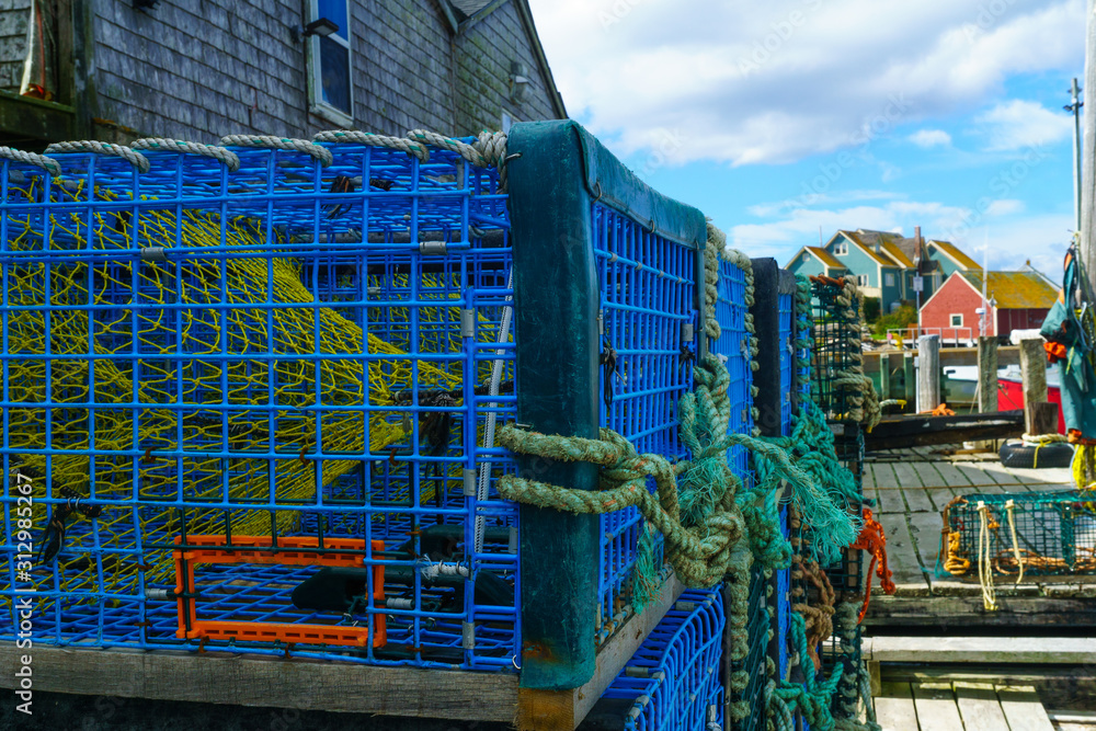Lobster traps in the fishing village Peggys Cove