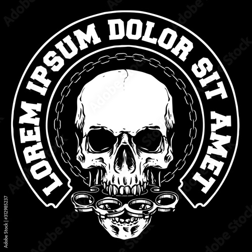 skull gangster with bat stick brass knuckle icon background