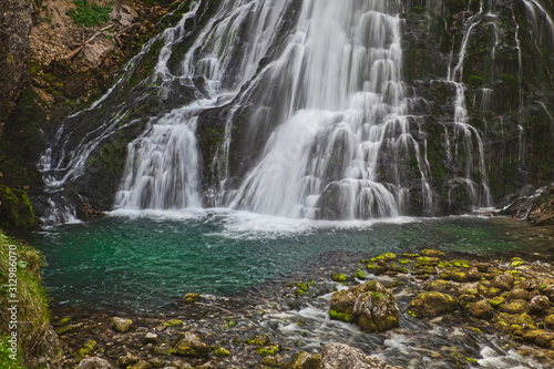 waterfall with stones