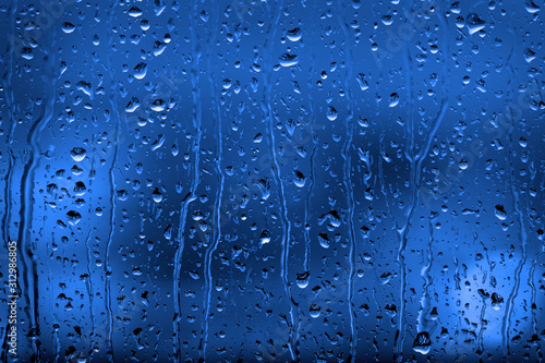 Slika na platnu Window Rain Water Drops Stormy Weather