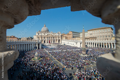 A General view of St. Peter's Square during a Canonization Mass, Vatican City, Rome, Lazio photo