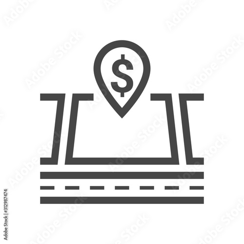 Land plot sale icon in outline style isolated on white background. Vector illustration.