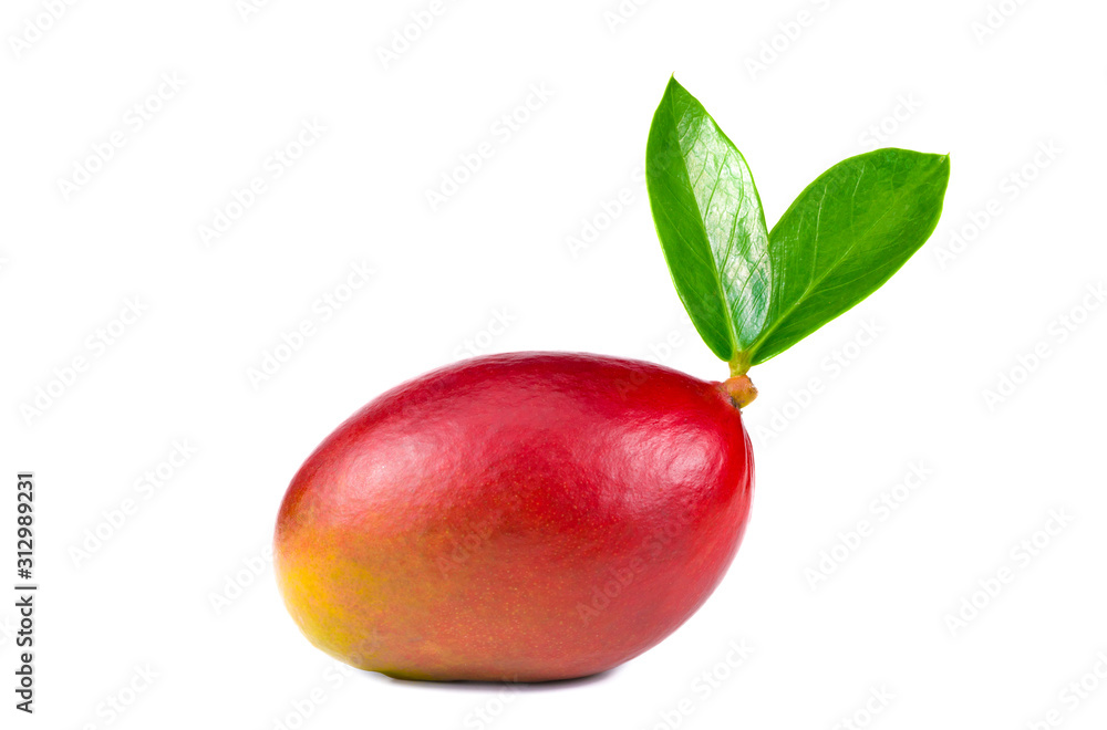.mango with leaves on a white background .mango with leaves on a white background