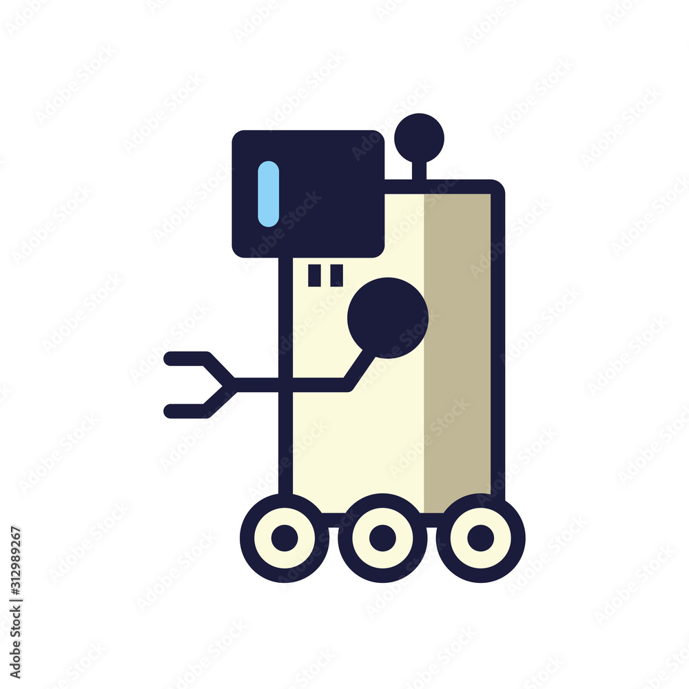 robot with wheels cyborg isolated icon robot with wheels cyborg isolated icon
