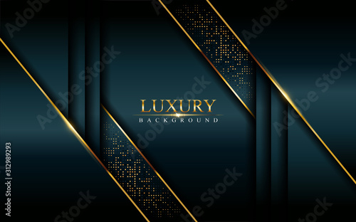Luxurious dark background combine with golden lines and textured overlap layer design