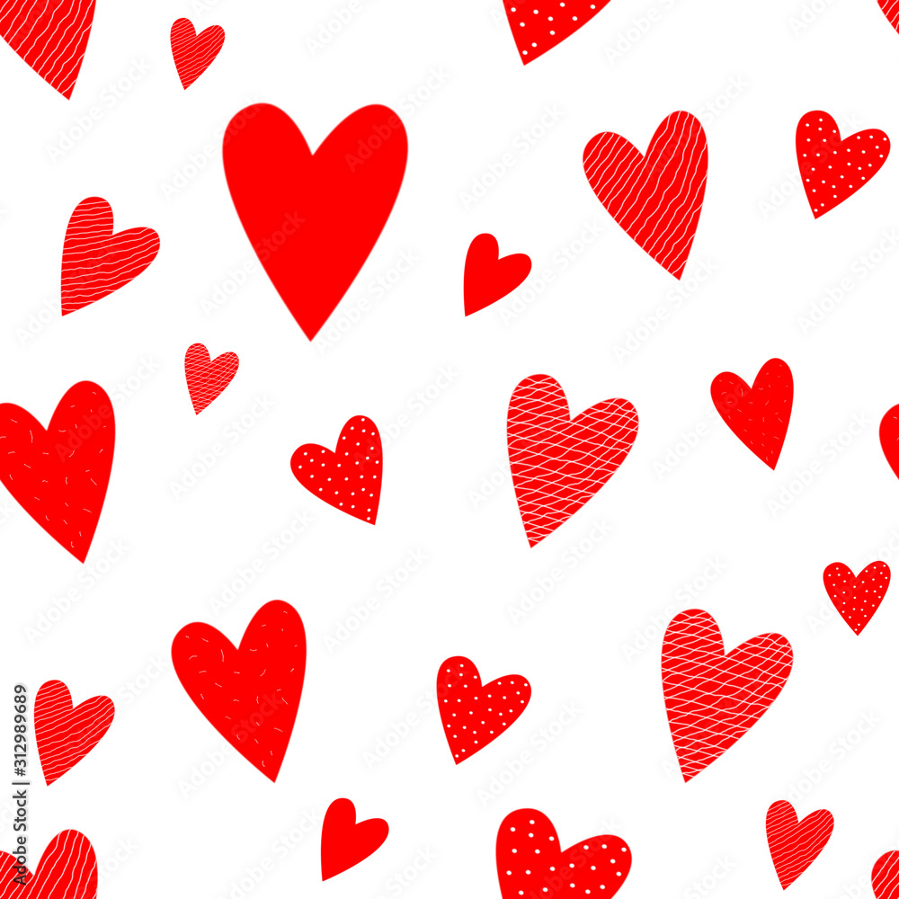Seamless drawing pattern image of red hearts.