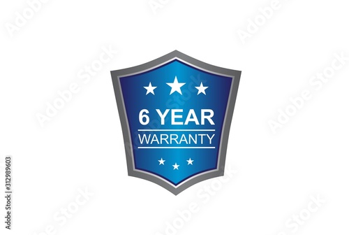 Blue metallic 6 year warranty shield