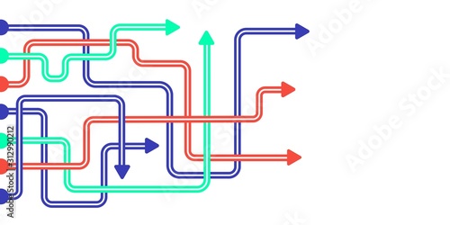 Direction concept. Abstract blue and red arrows minimal flat design.