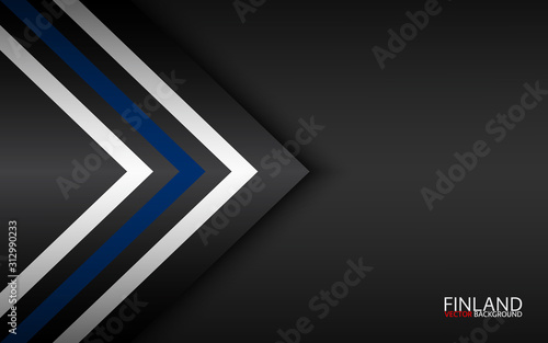 Modern vector colorful arrows with Finnish colors and grey free space for your text, abstract widescreen background, Made in Finland