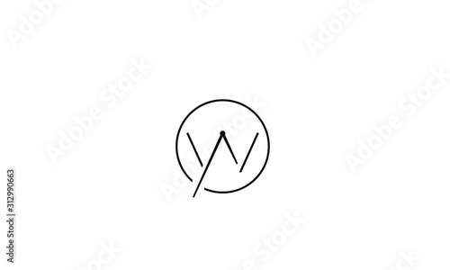 Alphabet icon logo of a W with a Clock hand