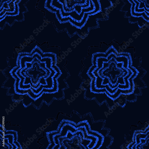 Creative seamless pattern with hand drawn ikat stars. Ethnic boho seamless pattern. Fabric bohemian fashion.Trendy seamless pattern for print design.Abstract geometric pattern.