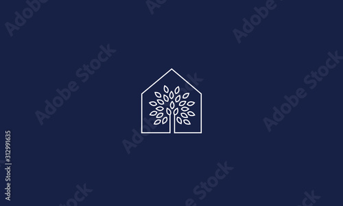 Alphabet letter icon logo of a house with tree