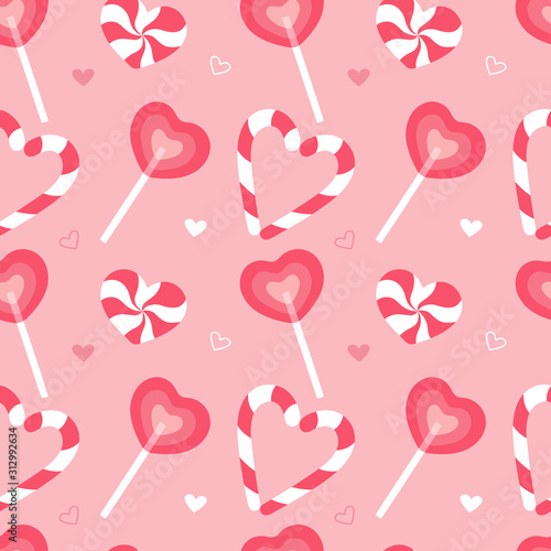 Sweet seamless pattern. Wrapping paper pink caramel candy cane. Party celebration background template design. Cloth textile creative modern concept. Fabric, wallpaper.
