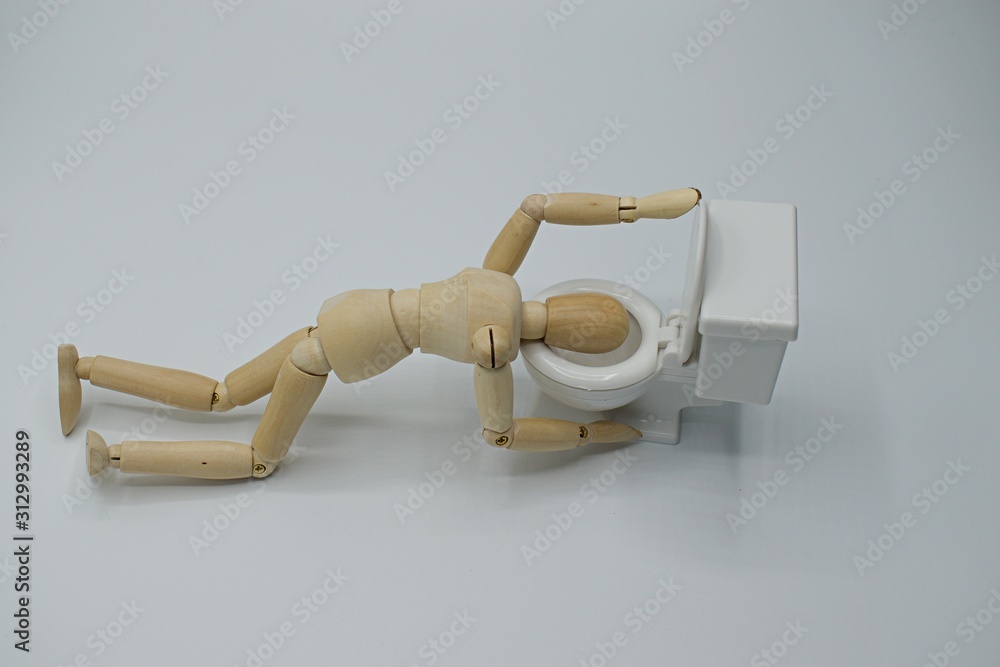 Drawing Mannequin laying on ground with head in toilet and arm reaching to flush the handle Drawing Mannequin laying on ground with head in toilet and arm reaching to flush the handle