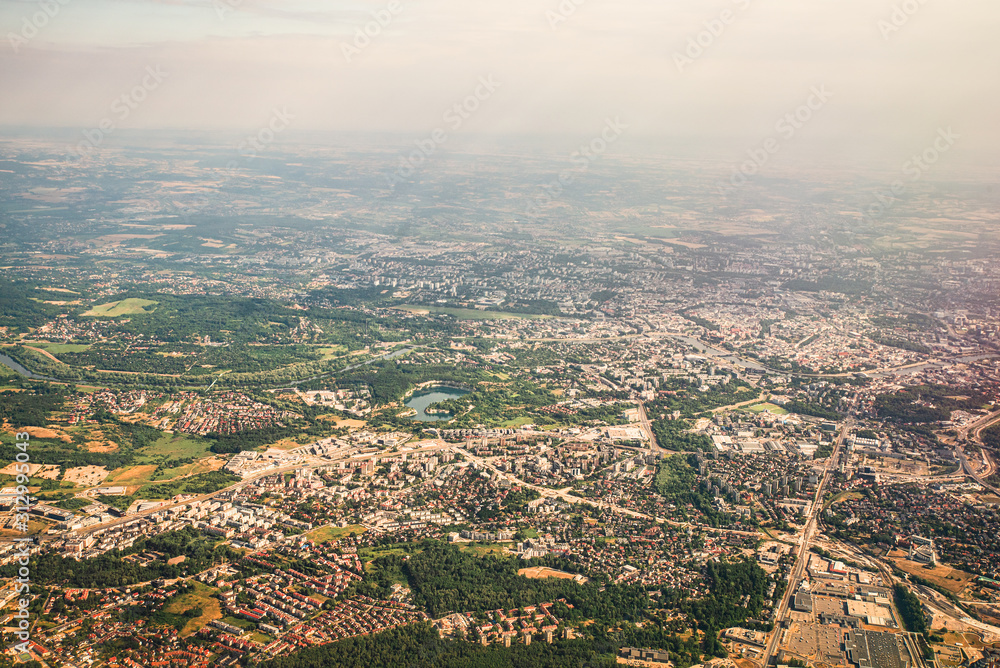 Obraz premium Royal Capital City of Krakow. Aerial cityscape of one of oldest and largest cities in Poland. Popular tourists destination in Europe