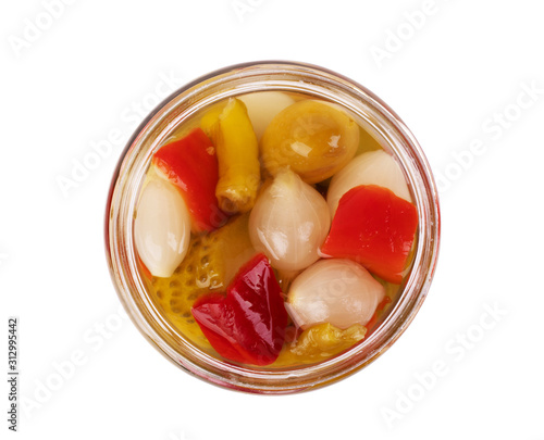 Fermented vegetables in jars. Vegetarian food concept