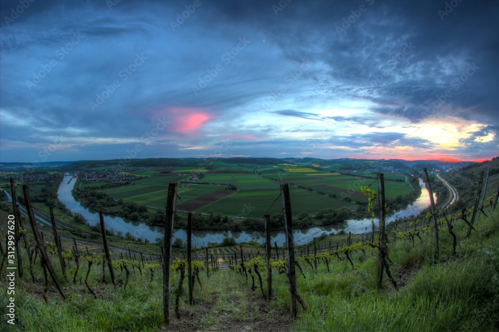 sunset over vineyard