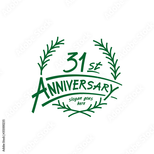 31 years design template. Thirty first years logo. Vector and illustration. 
