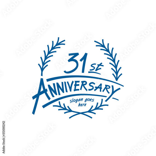 31 years design template. Thirty first years logo. Vector and illustration. 
