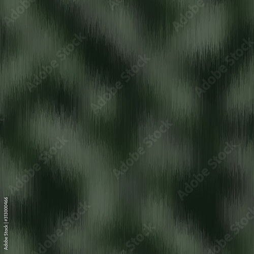 Blurred vector camouflage blend texture. Variegated mottled background. Seamless camo  pattern. Modern distorted masculine textile all over print. Military green fashion disrupted glitch repeat.
