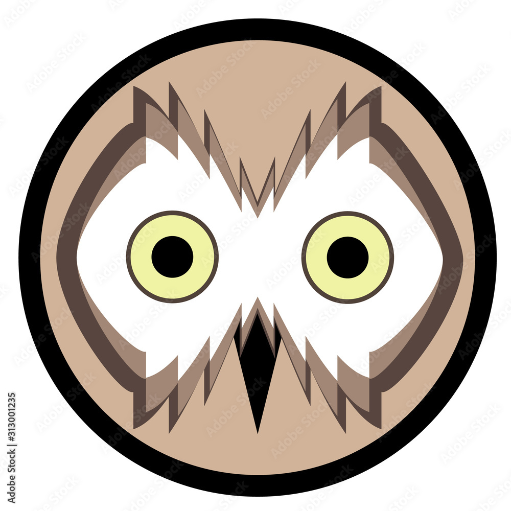 Owl face in the beige circle Owl face in the beige circle