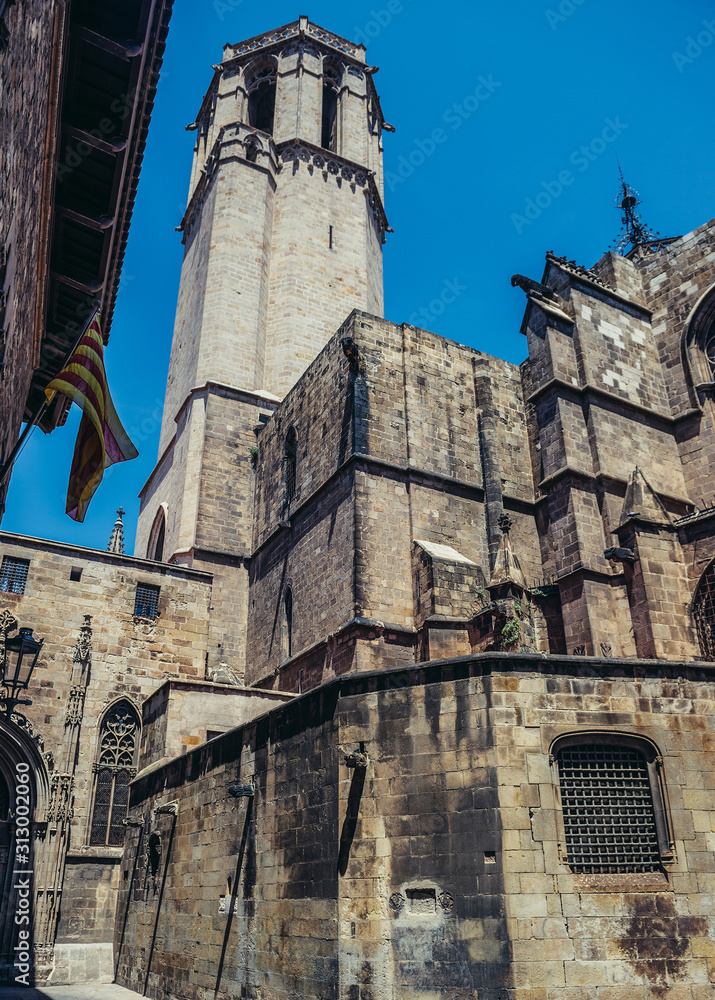 Exterior view of Barcelona Cathedral in Spain
