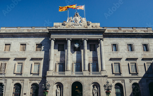 Canvas Print Building of Barcelona City Council at Sant Jaume Square, Spain
