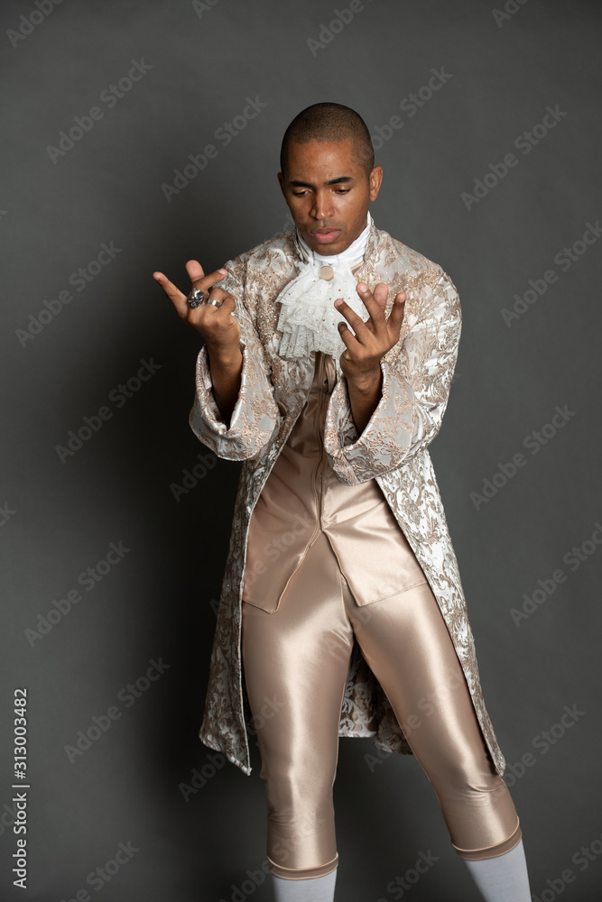 Fototapeta premium Black Male Ballet Dancer in 16th Century Outfit